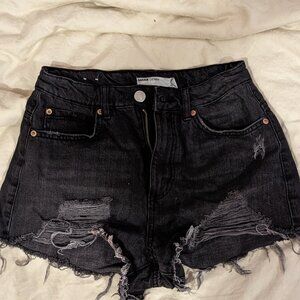 Garage High-Rise Demin Shorts | Black Ripped Denim Short Shorts, Jean Shorts